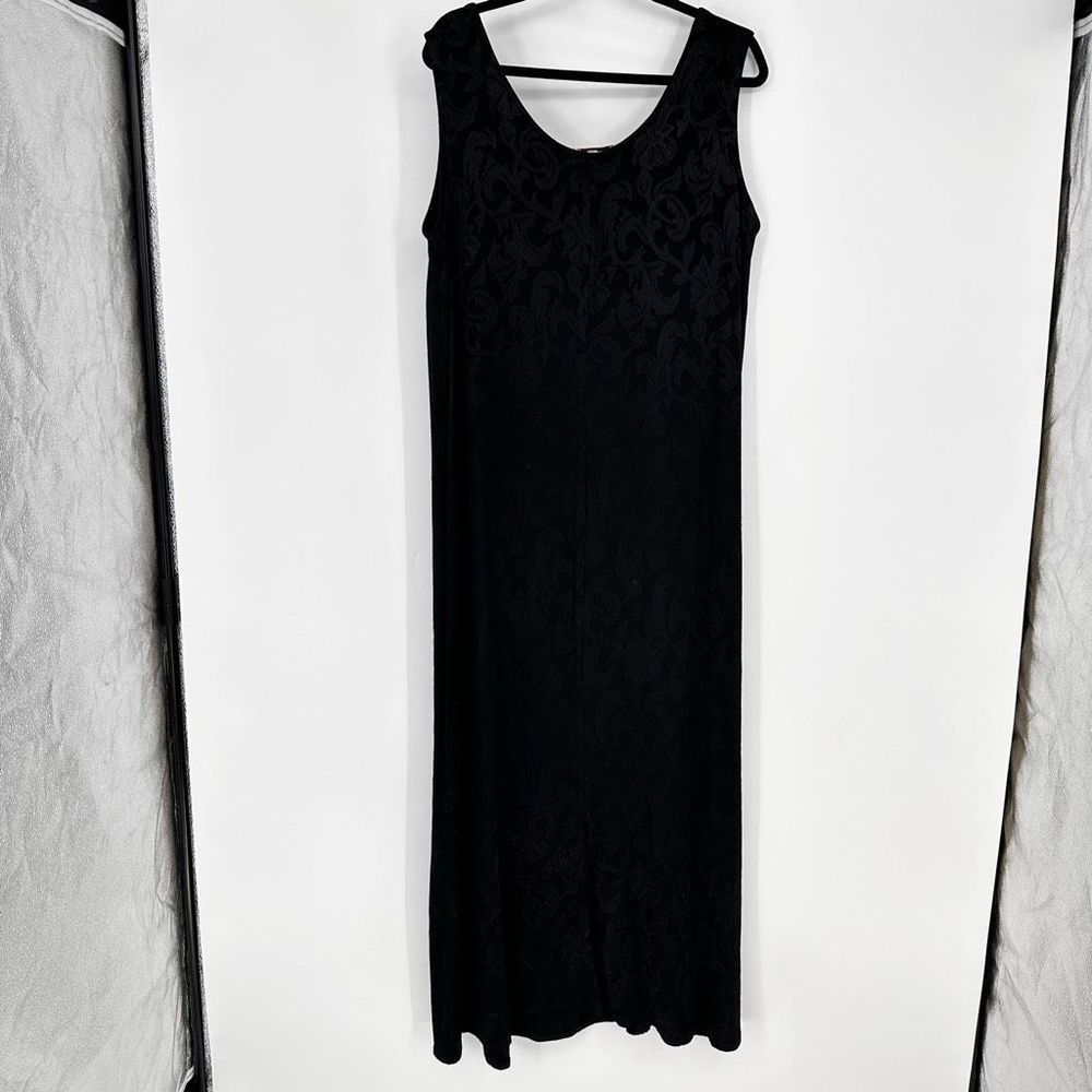 Spencer Alexis Maxi Dress Black Sleeveless Rayon Jacquard Long 1X Black Evening - Picture 8 of 11